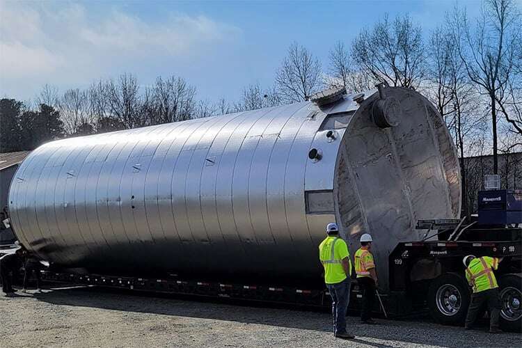 3 - Stainless Steel Mix Tanks - Custom Fabrication - Loading on Trailer - food & beverage